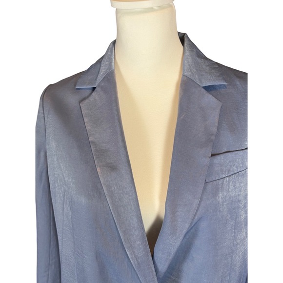 NWT Quite Luxury Vince designer Satin Blazer Light Blue Italian Fabric Women 6 - Picture 5 of 11